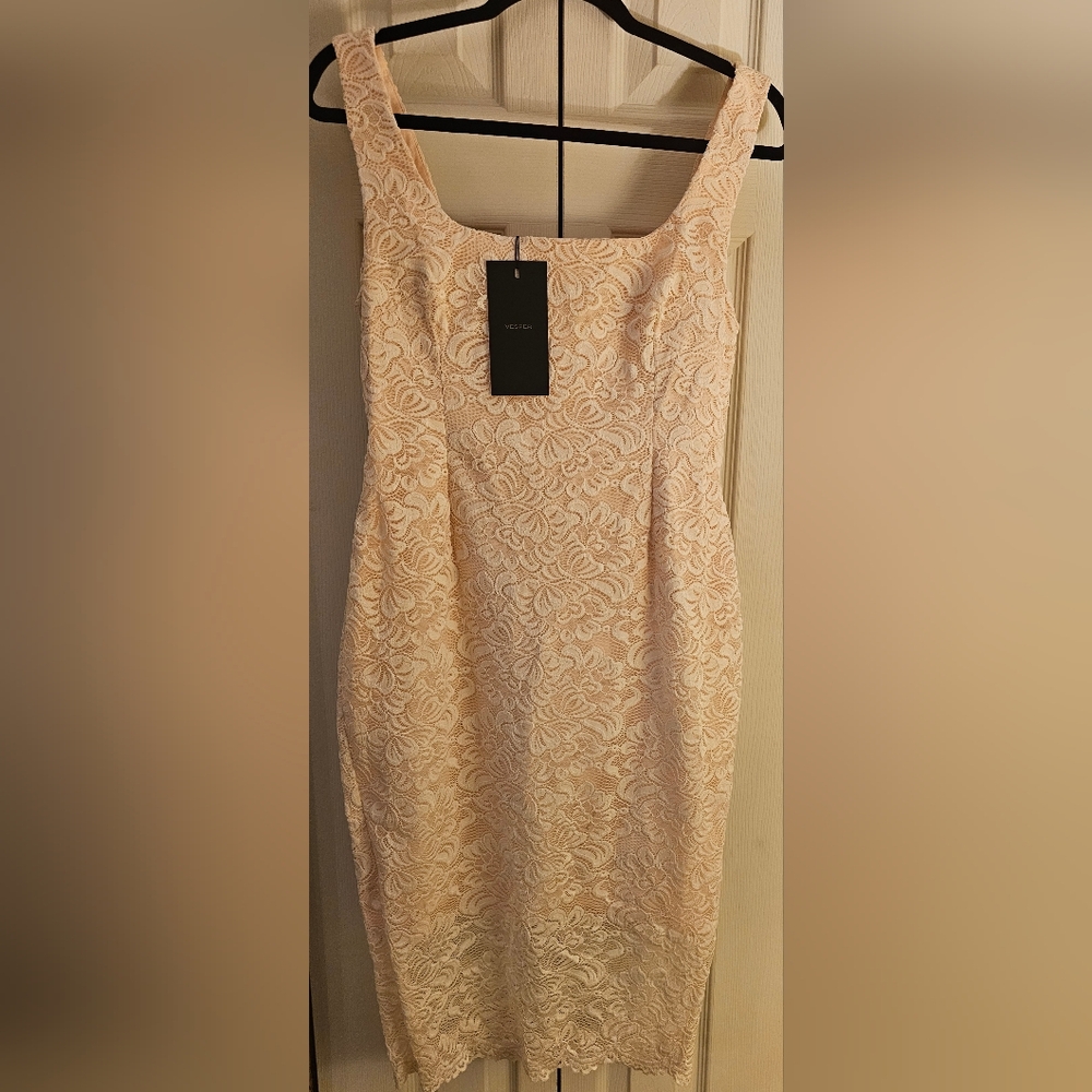 Vesper Pink Lace Midi Dress